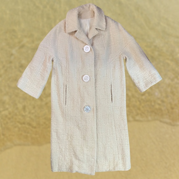 Vintage 1960s Boucle 3/4 Sleeve Coat - Picture 3 of 6